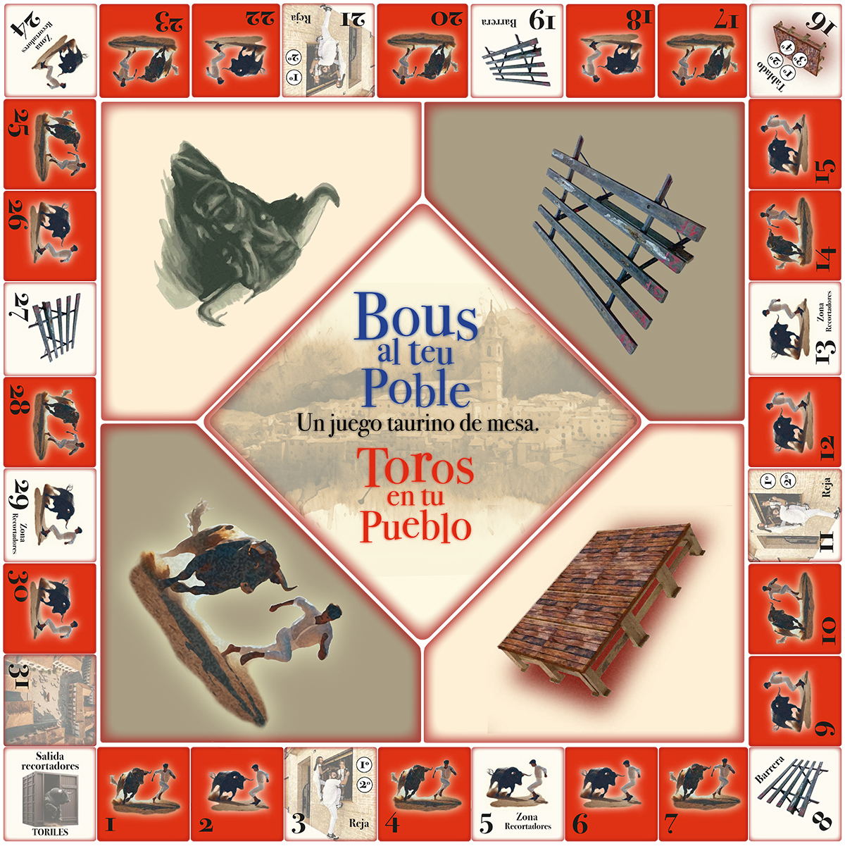 Juego de mesa taurino Toros en tu pueblo